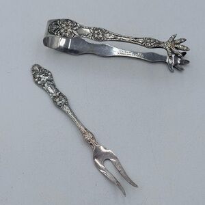 TH Marthinsen WILD ROSE Norway Silver Plate Demitasse Cocktail Forks & Tongs